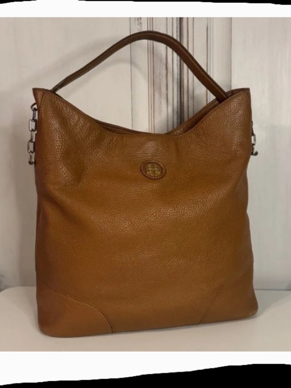 Tory Burch Slouchy Hobo Bag in tan pebbled leather